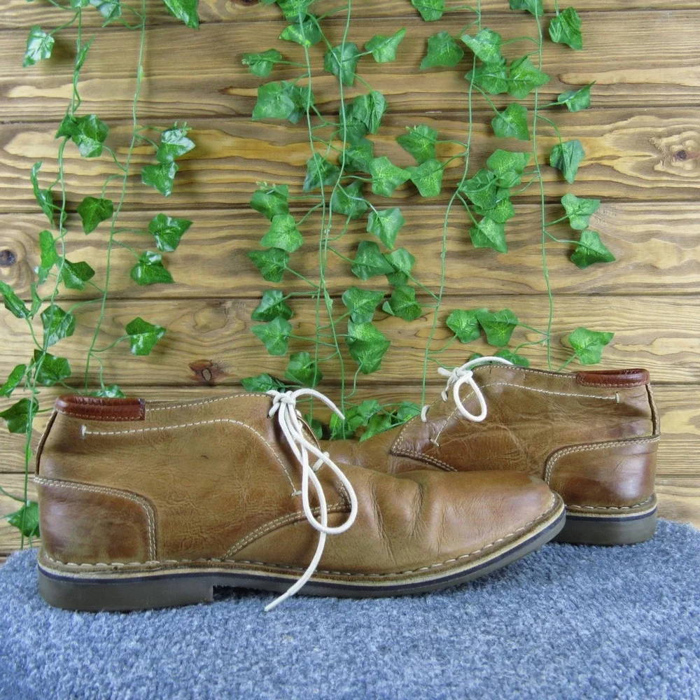 Steve Madden Mens‎ Hestonn Tan Leather Chukka Ankle Boots 10 Lace Up